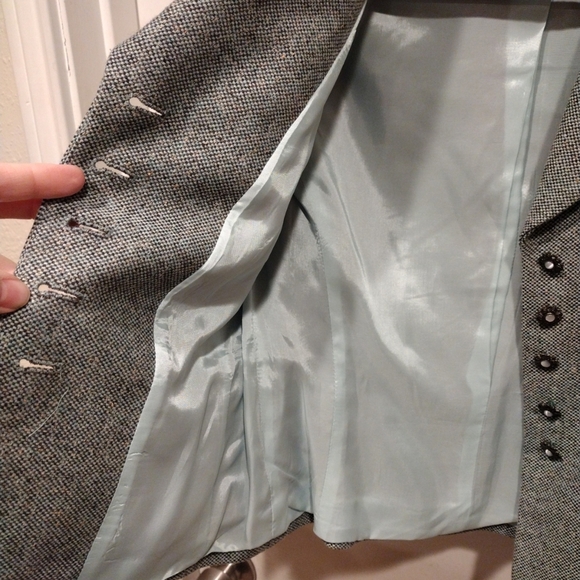 Tahari Arthur S. Levine Aqua Blue Tweed Wool Silk Blend Blazer Sz 2-Retro Career - Picture 6 of 7